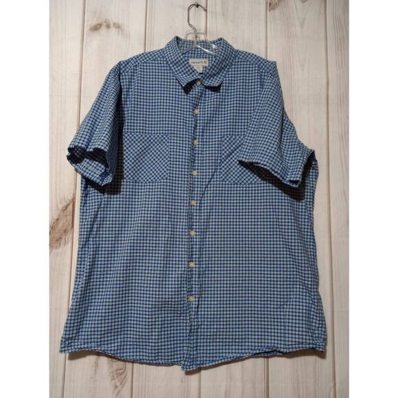 Men's 2xl Carhartt Short Sleeve Button Down Gingham Check Shirt Work Casual - Picture 1 of 7